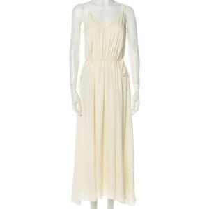 THEORY Silk Georgette Ivory V Neck Maxi Dress Size 4